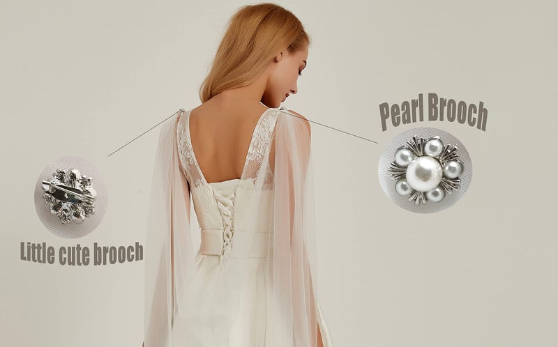 Leimandy Shoulder Cape Veil Tulle Church Bridal Cape Veil Chapel Wedding Engagement Ceremony B018 (Ivory) - Image 2